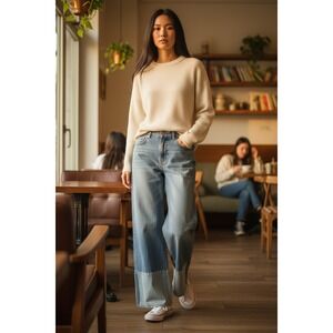 Habitual Contrast Hem High Waist Ankle Wide Leg Jeans - Size 8/29‎ - NWOT